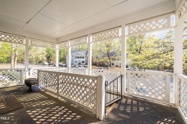 view of unfurnished sunroom