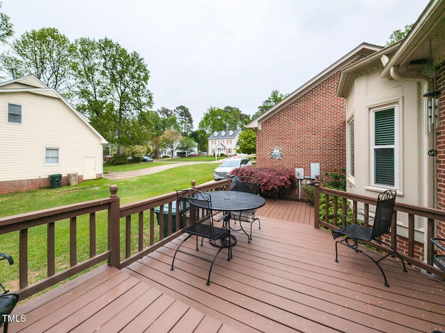 422 Old Scarborough Ln, Garner, NC 27529 - wooden deck featuring a lawn