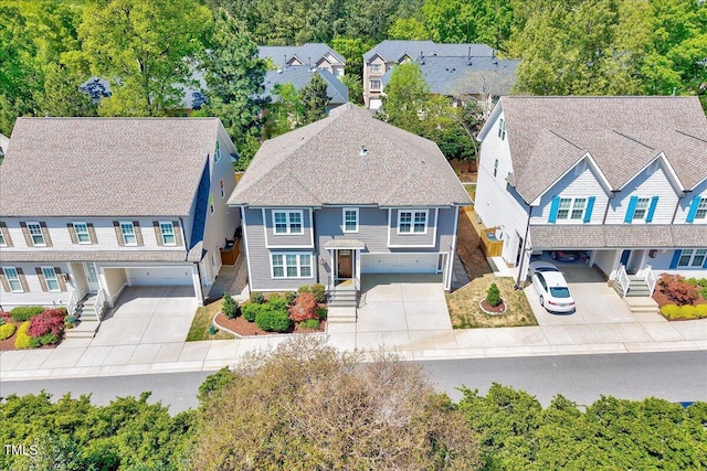 aerial view with a residential view