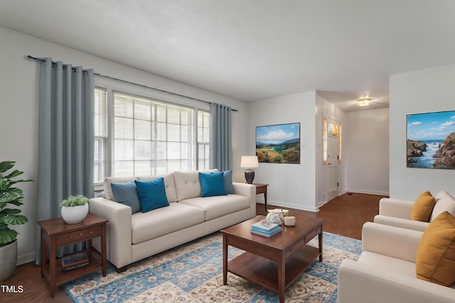 1813 Grady Dr, Durham, NC 27712 - living area featuring baseboards and wood finished floors