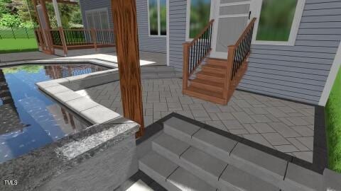 6521 Camellia Creek Dr, Raleigh, NC 27603 - entry to storm shelter featuring a patio area