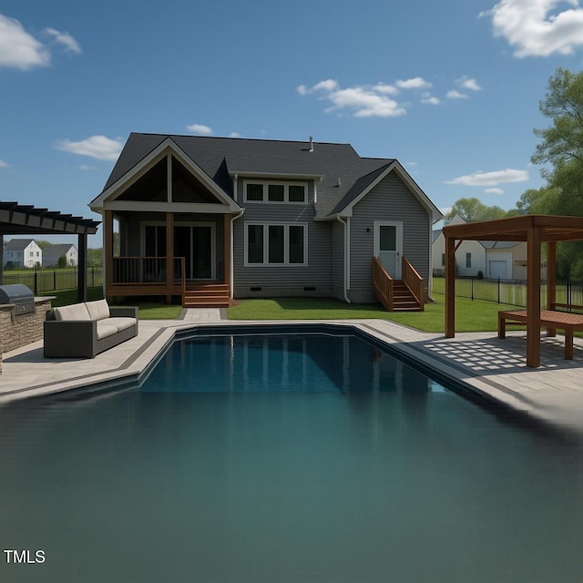 6521 Camellia Creek Dr, Raleigh, NC 27603 - rear view of house featuring a pergola and a patio area