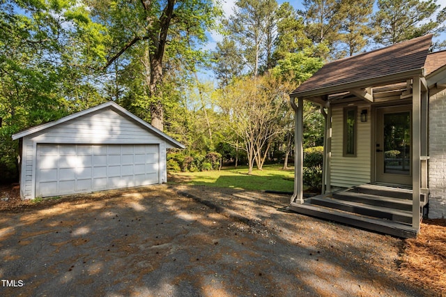 view of detached garage