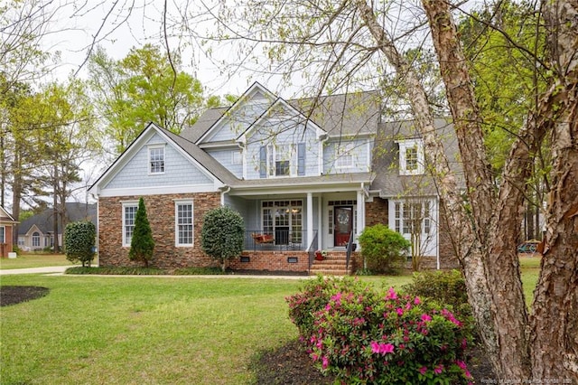 308 St Martins Pl, Fayetteville, NC 28311 - view of front of home featuring a front lawn, covered porch, and crawl space