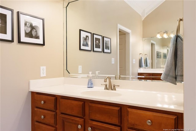 308 St Martins Pl, Fayetteville, NC 28311 - bathroom with vanity and ornamental molding
