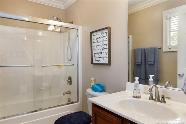 308 St Martins Pl, Fayetteville, NC 28311 - full bath with shower / bath combination with glass door, vanity, and ornamental molding
