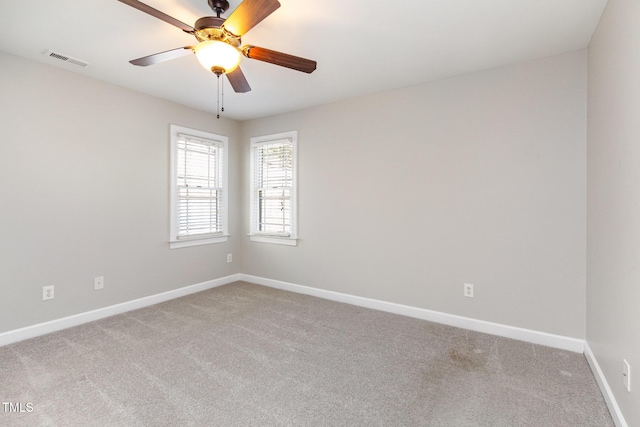 2106 Cloud Cover Ln, Raleigh, NC 27614 - carpeted empty room with visible vents, baseboards, and ceiling fan