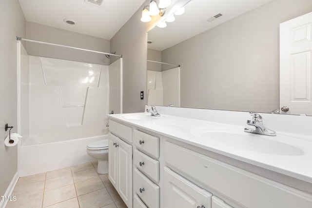2106 Cloud Cover Ln, Raleigh, NC 27614 - full bath with tile patterned flooring, a sink, visible vents, and double vanity