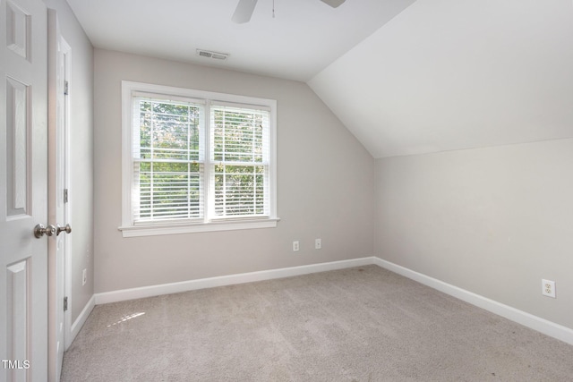 2106 Cloud Cover Ln, Raleigh, NC 27614 - bonus room featuring ceiling fan, lofted ceiling, visible vents, and baseboards