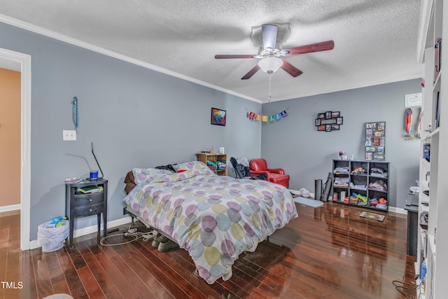9332 Leslieshire Dr, Raleigh, NC 27615 - bedroom with a textured ceiling, wood finished floors, baseboards, and ornamental molding