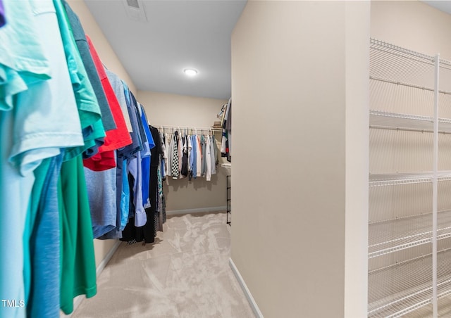 spacious closet featuring carpet flooring