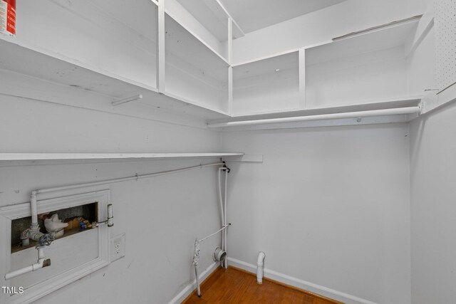 1304 Deboy St, Raleigh, NC 27606 - washroom with laundry area, wood finished floors, baseboards, and hookup for a washing machine