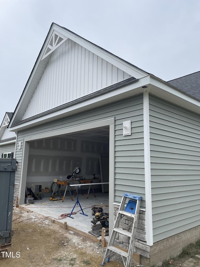 view of garage