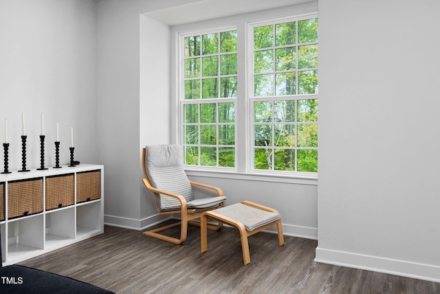 sitting room featuring wood finished floors and baseboards