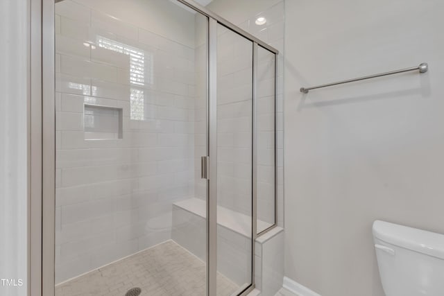 1077 Williams-White Rd, Zebulon, NC 27597 - bathroom featuring toilet and a stall shower