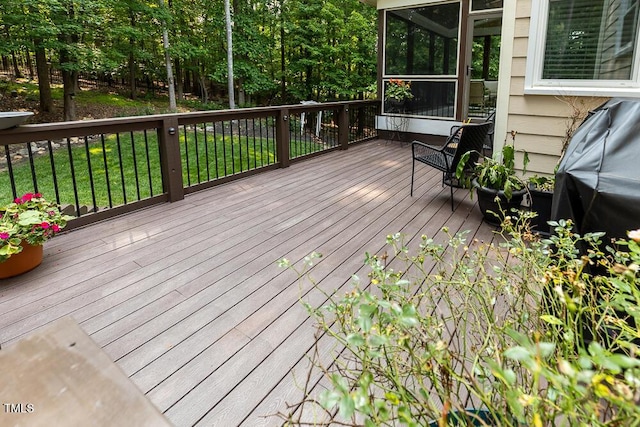 5025 Martin Farm Rd, Raleigh, NC 27613 - wooden deck featuring a sunroom