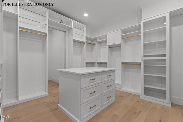 walk in closet featuring light wood-style floors