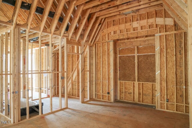 miscellaneous room featuring vaulted ceiling