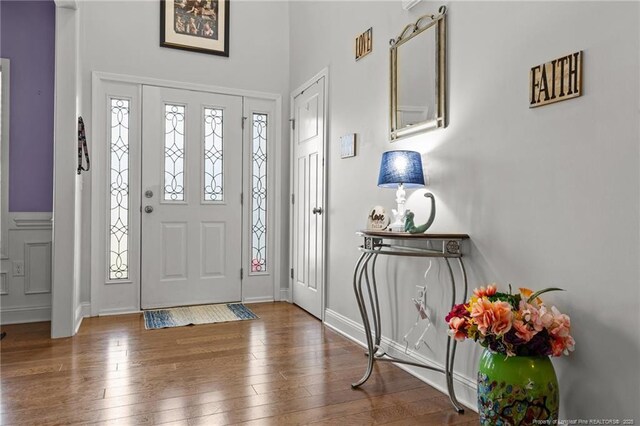 4016 Baywood Point Dr, Fayetteville, NC 28312 - entryway featuring baseboards and hardwood / wood-style flooring