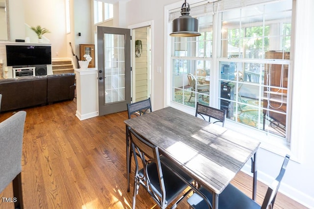 dining area featuring wood finished floors