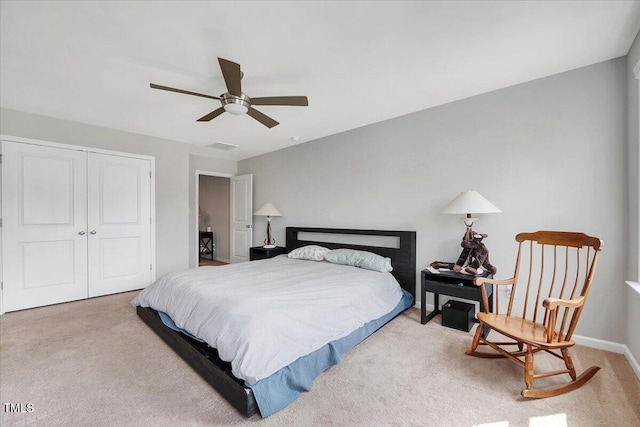 108 Princess Pl, Morrisville, NC 27560 - bedroom with a closet, baseboards, a ceiling fan, and carpet