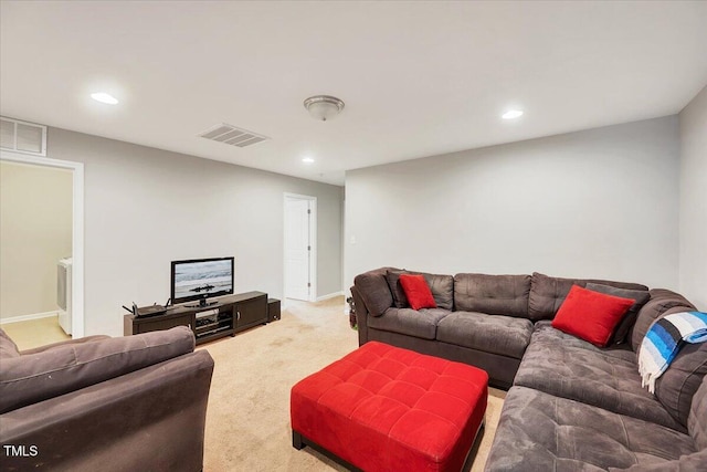 108 Princess Pl, Morrisville, NC 27560 - living room with recessed lighting, visible vents, and light colored carpet