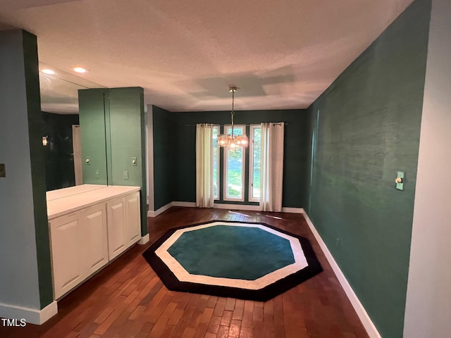 106 Orchard Rd, Henderson, NC 27536 - unfurnished dining area with baseboards, a chandelier, recessed lighting, and dark wood-style flooring