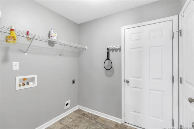 laundry room featuring baseboards, electric dryer hookup, laundry area, and hookup for a washing machine