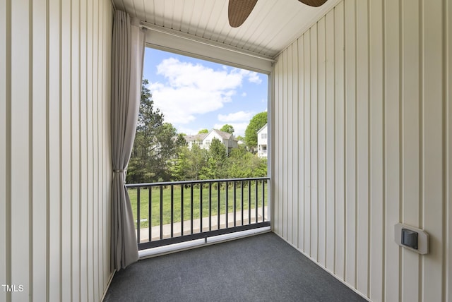 balcony with ceiling fan