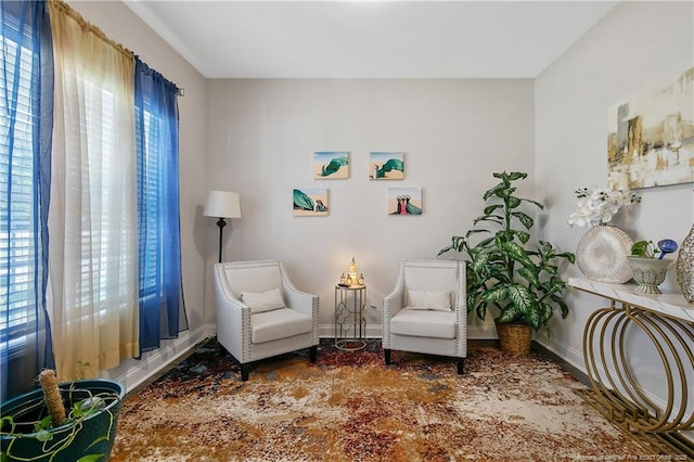 living area with baseboards