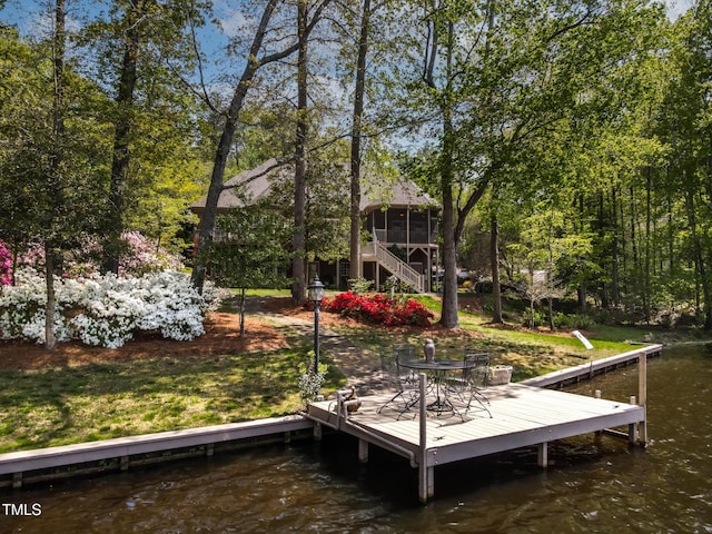 955 Sagamore Dr, Louisburg, NC 27549 - dock area with a water view and stairs