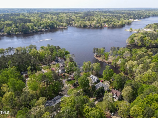 955 Sagamore Dr, Louisburg, NC 27549 - drone / aerial view with a water view and a forest view