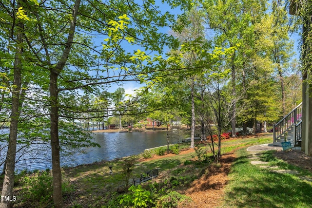 955 Sagamore Dr, Louisburg, NC 27549 - water view with stairs