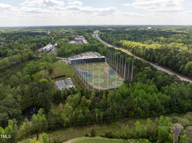 aerial view featuring a forest view