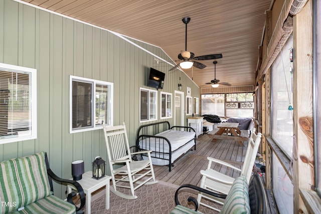 142 Blackhawk Dr, Louisburg, NC 27549 - sunroom featuring ceiling fan