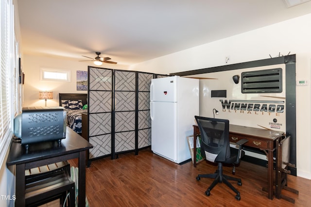 142 Blackhawk Dr, Louisburg, NC 27549 - office space with a ceiling fan and dark wood finished floors