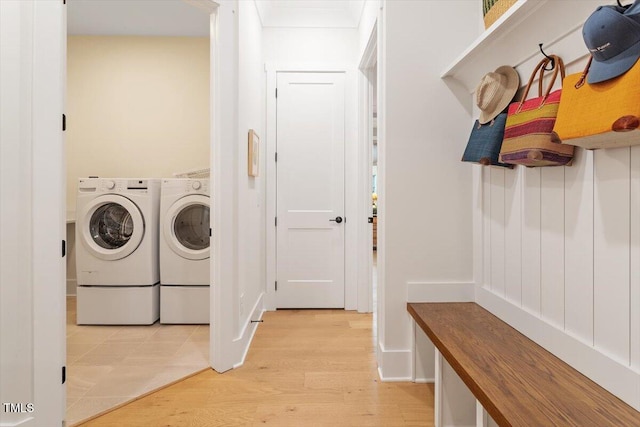 749 Golfers Vw, Pittsboro, NC 27312 - washroom featuring washer and dryer, light wood-style floors, and laundry area