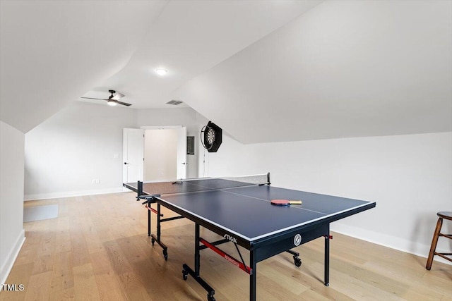 749 Golfers Vw, Pittsboro, NC 27312 - recreation room with visible vents, light wood finished floors, baseboards, and vaulted ceiling