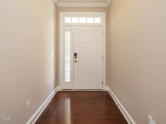 65 N Wilders Ridge Way, Clayton, NC 27527 - entrance foyer with crown molding, dark wood finished floors, and healthy amount of natural light