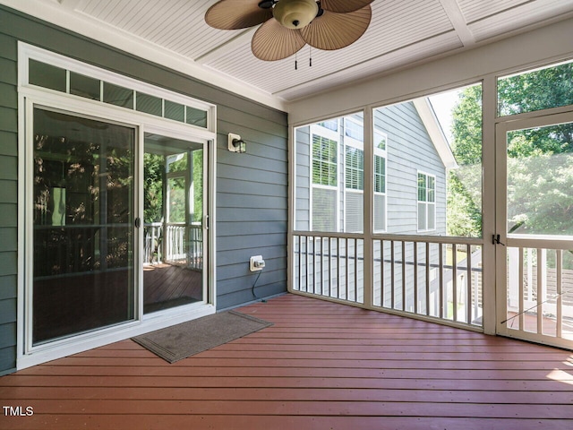 65 N Wilders Ridge Way, Clayton, NC 27527 - unfurnished sunroom with ceiling fan and healthy amount of natural light