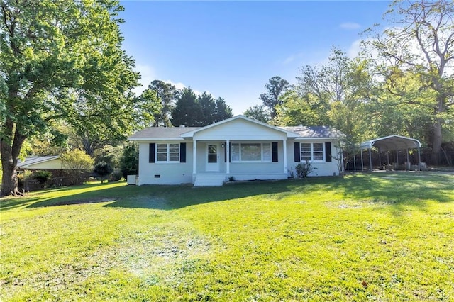 7517 Seaton Pl, Fayetteville, NC 28303 - view of front of property featuring a front yard and a detached carport