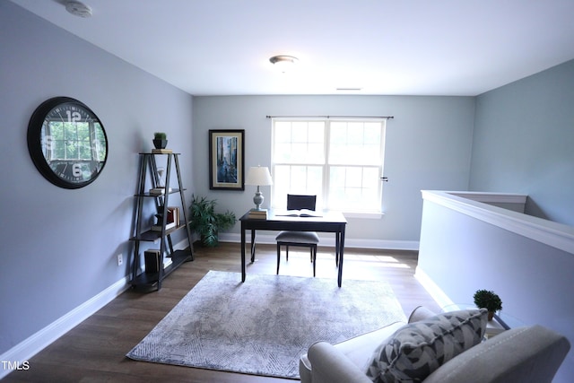 126 Willow Weald Ct, Fuquay Varina, NC 27526 - office area featuring healthy amount of natural light, baseboards, and wood finished floors