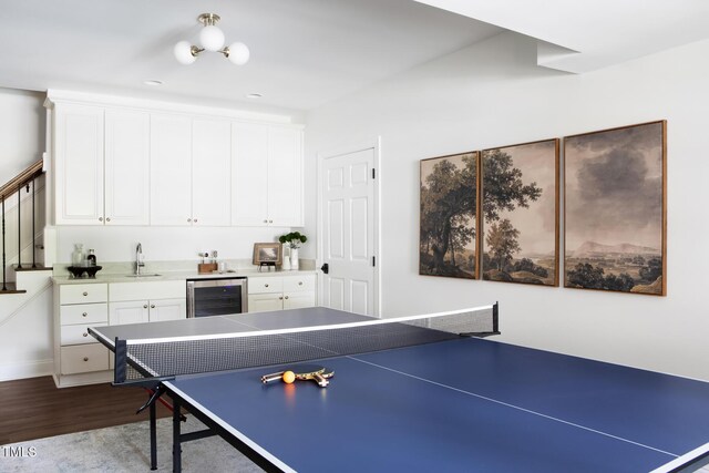 123 Trellingwood Dr, Morrisville, NC 27560 - recreation room featuring wine cooler, dark wood finished floors, and wet bar