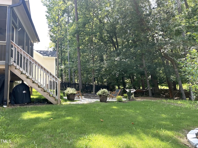 127 Sanderway Dr, Chapel Hill, NC 27516 - view of green lawn featuring stairway