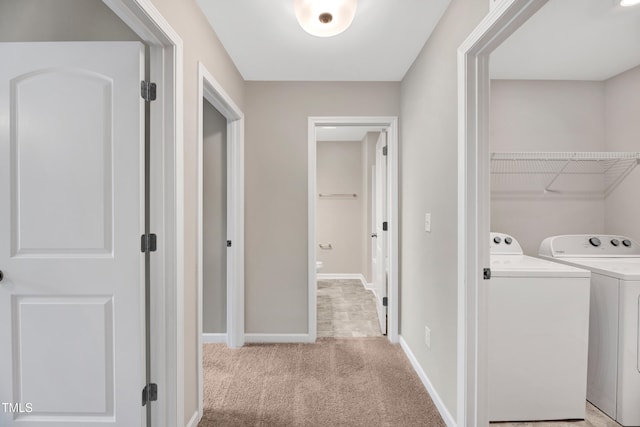 41 Willow Green Dr, Clayton, NC 27527 - washroom featuring independent washer and dryer, laundry area, baseboards, and light carpet