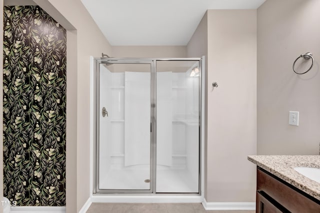 41 Willow Green Dr, Clayton, NC 27527 - full bath featuring a shower stall, vanity, and baseboards