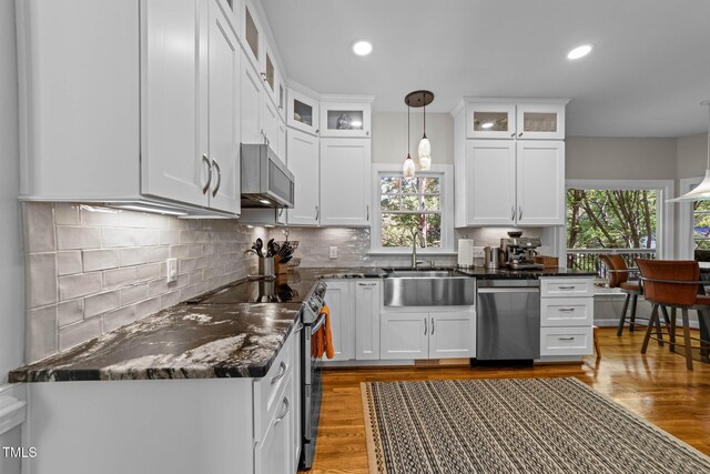 2520 Ashley Ct, Raleigh, NC 27607 - kitchen featuring white cabinets, appliances with stainless steel finishes, a sink, and plenty of natural light