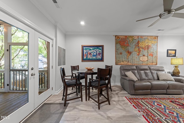 2520 Ashley Ct, Raleigh, NC 27607 - living area with visible vents, ornamental molding, and ceiling fan