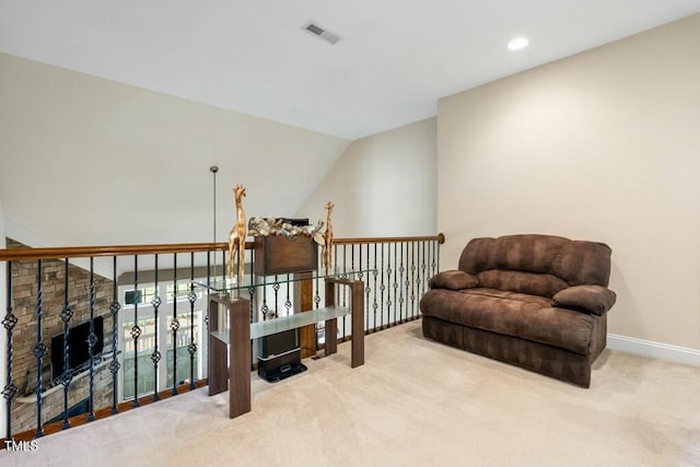 12808 Edsel Dr, Raleigh, NC 27613 - sitting room featuring recessed lighting, visible vents, baseboards, and carpet floors