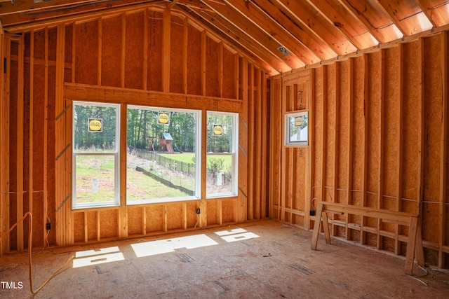 misc room featuring lofted ceiling